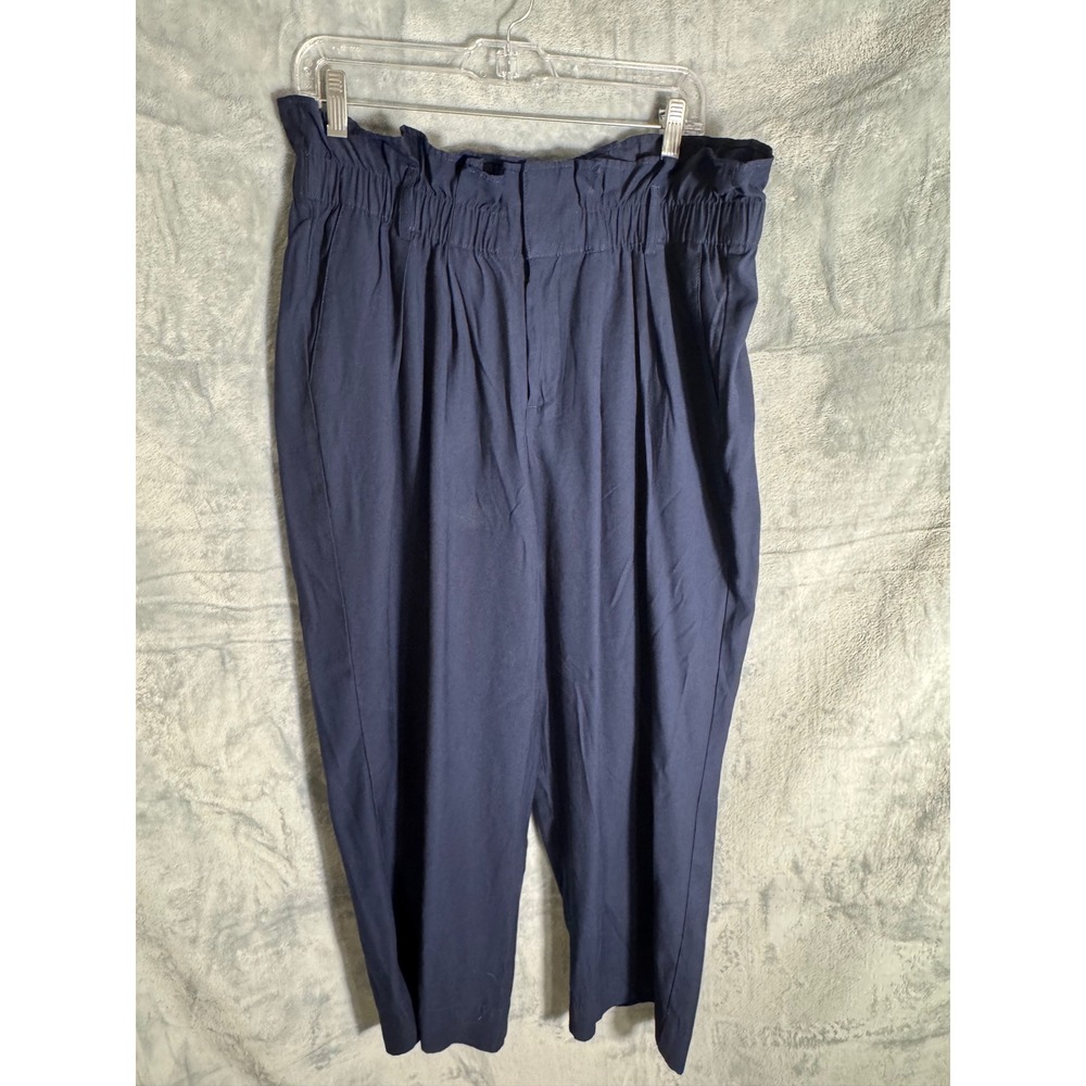 Lane Bryant Navy Blue‎ Paperbag Waist Relaxed Tapered Pants Plus Size 14